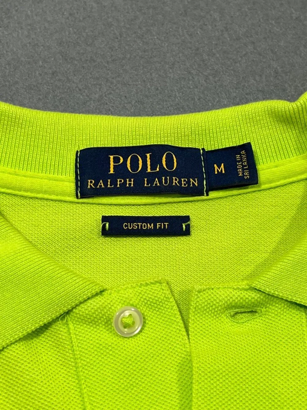 Polo Ralph Lauren Lime Green Pink Pony Custom Fit Pique Polo Shirt Medium